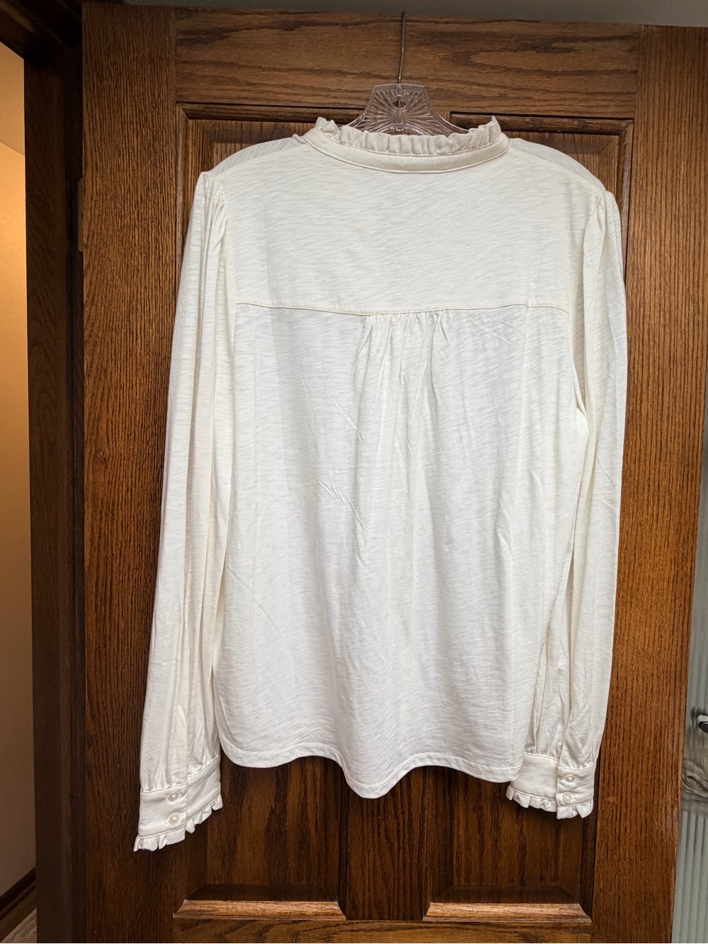Boden Cream Ruffle-Trim Button-Front Blouse - Picture 2 of 2